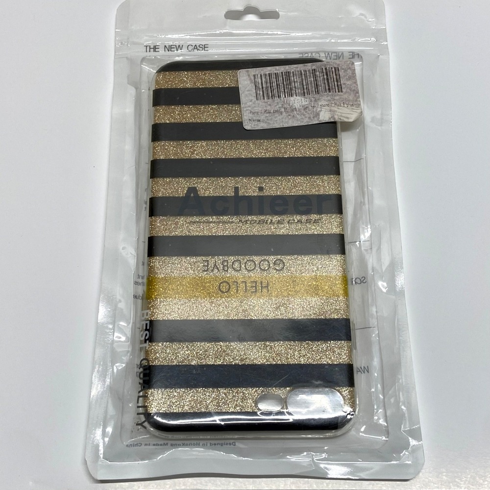 iPhone 7 Plus Mobile Case Gold Glitter Striped Cell Phone Sparkle Fashion NWT